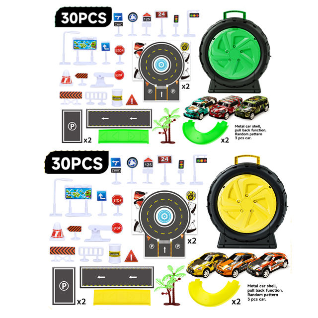 Parking Track Play set with 3 Metal alloy Cars