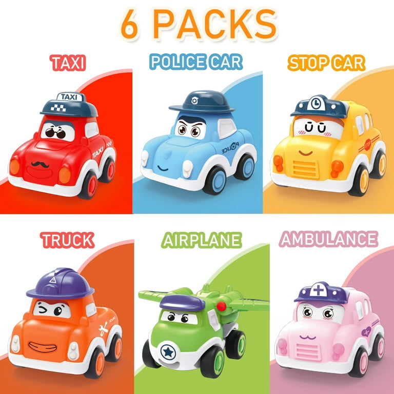 Pull Back Mini Cars 6 Pack for Toddlers