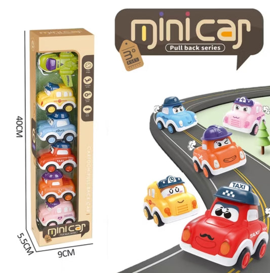 Pull Back Mini Cars 6 Pack for Toddlers