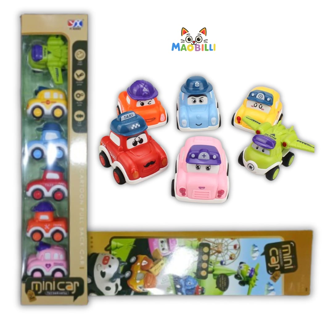Pull Back Mini Cars 6 Pack for Toddlers