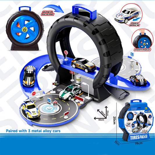 Parking Track Play set with 3 Metal alloy Cars