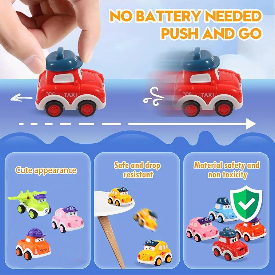 Pull Back Mini Cars 6 Pack for Toddlers