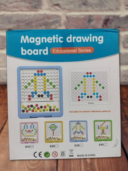 Magnetic Drawing Board with Colorful Beads & Pen.